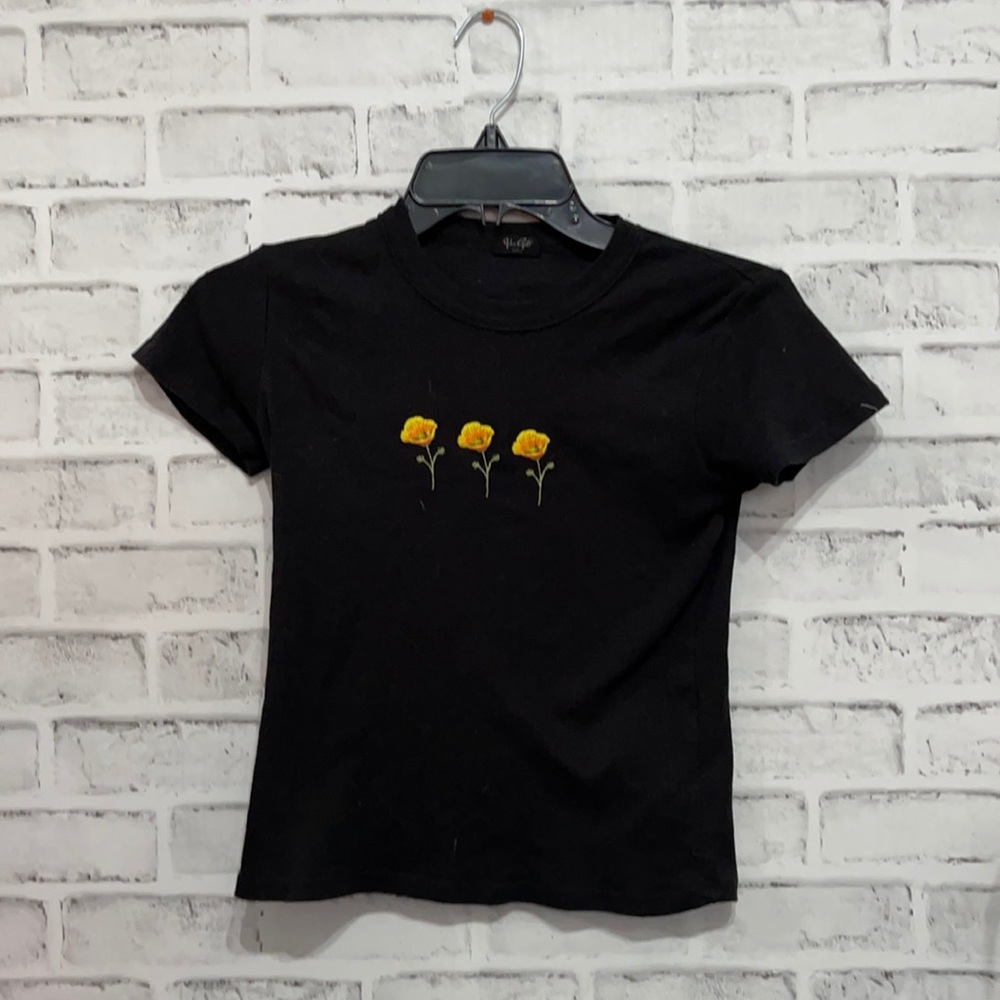 J galt black flower shirt